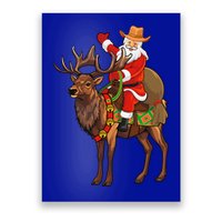 Santa Riding A Reindeer Funny Cow Christmas Gift Poster