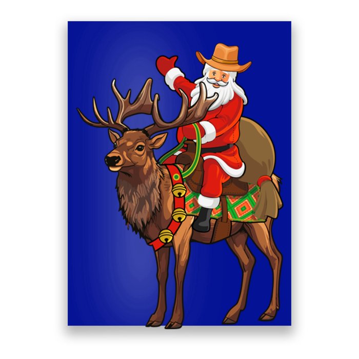 Santa Riding A Reindeer Funny Cow Christmas Gift Poster