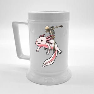 Skeleton Riding Axolotl Halloween Costume Cute Animal Lover  Beer Stein