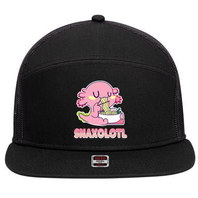 Snaxolotl Ramen Axolotl Kawaii Fish 7 Panel Mesh Trucker Snapback Hat