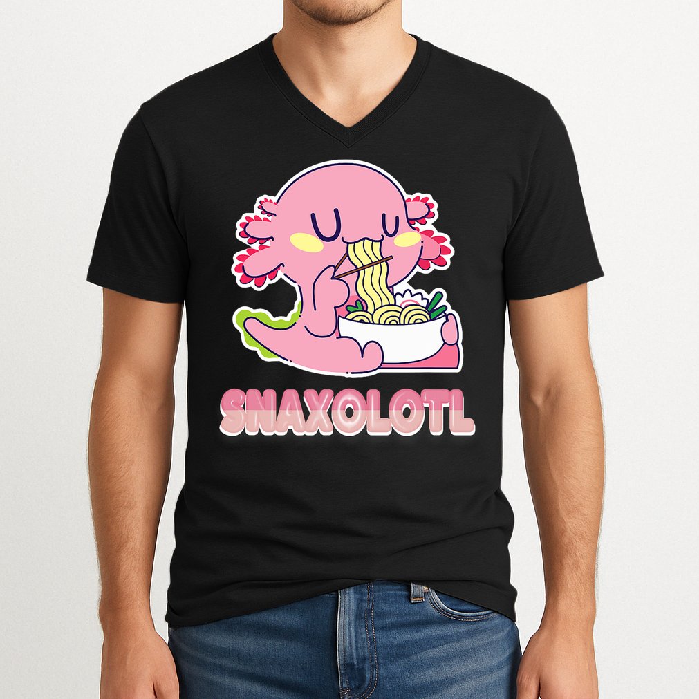 Snaxolotl Ramen Axolotl Kawaii Fish V-Neck T-Shirt