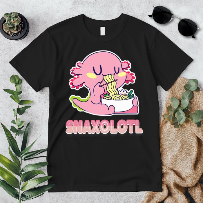 Snaxolotl Ramen Axolotl Kawaii Fish Premium T-Shirt