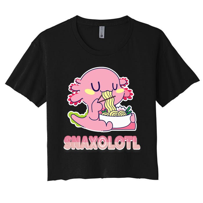 Snaxolotl Ramen Axolotl Kawaii Fish Women's Crop Top Tee