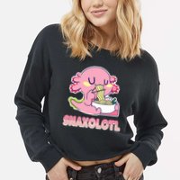 Snaxolotl Ramen Axolotl Kawaii Fish Cropped Pullover Crew