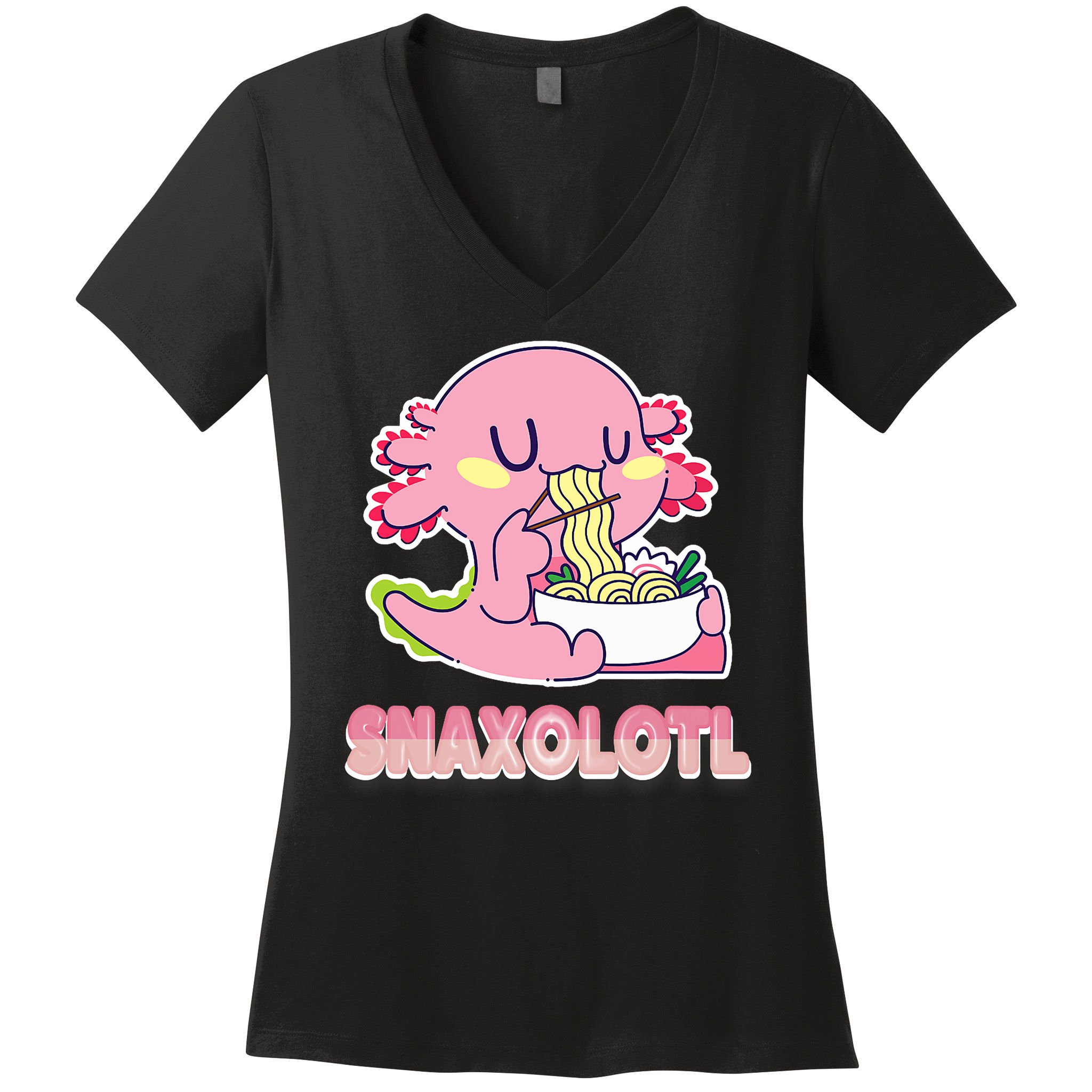 Snaxolotl Ramen Axolotl Kawaii Fish Women's V-Neck T-Shirt