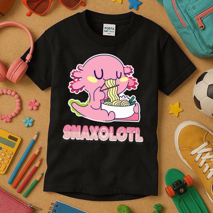 Snaxolotl Ramen Axolotl Kawaii Fish Kids T-Shirt
