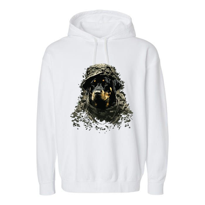 Soldier Rottweiler Army Military Rottweiler Garment-Dyed Fleece Hoodie