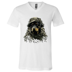 Soldier Rottweiler Army Military Rottweiler V-Neck T-Shirt