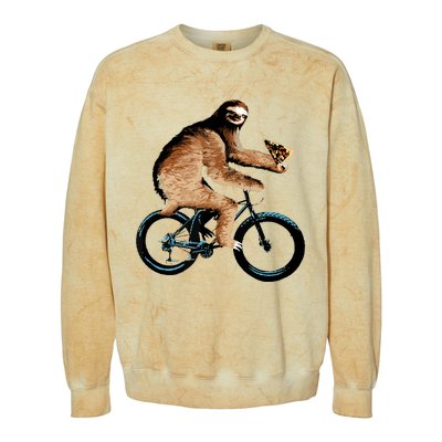 Sloth Riding A Bicycle Eating Pizza Tee, Fatbike Colorblast Crewneck Sweatshirt