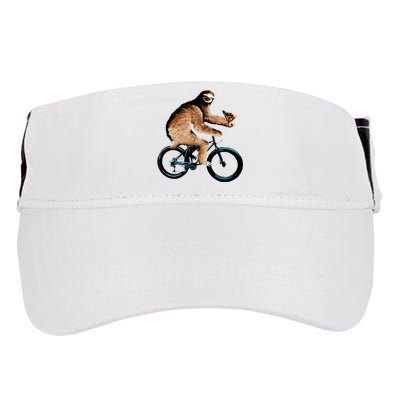 Sloth Riding A Bicycle Eating Pizza Tee, Fatbike Adult Drive Performance Visor