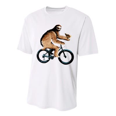 Sloth Riding A Bicycle Eating Pizza Tee, Fatbike Performance Sprint T-Shirt