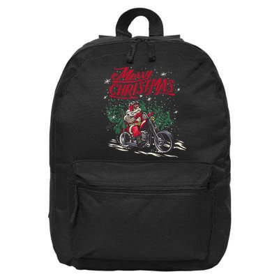 Santa Riding A Motorcycle Christmas Design 16 in Basic Backpack
