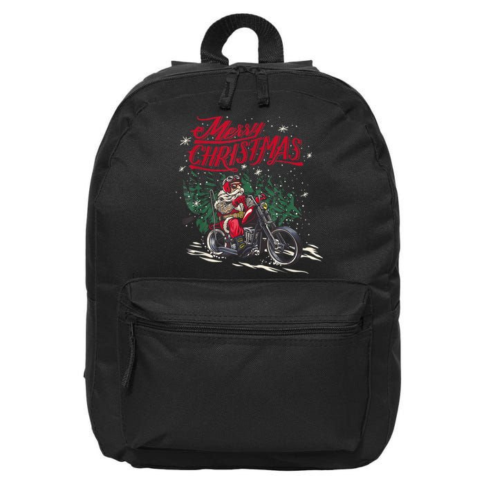 Santa Riding A Motorcycle Christmas Design 16 in Basic Backpack