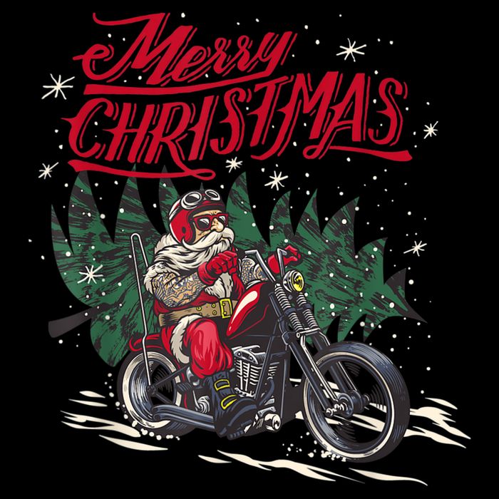 Santa Riding A Motorcycle Christmas Design 16 in Basic Backpack