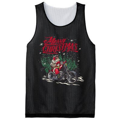 Santa Riding A Motorcycle Christmas Design Mesh Reversible Basketball Jersey Tank