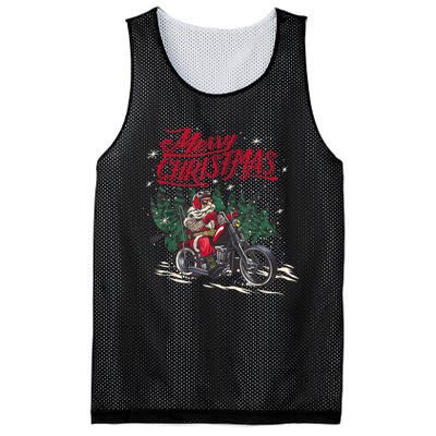 Santa Riding A Motorcycle Christmas Design Mesh Reversible Basketball Jersey Tank