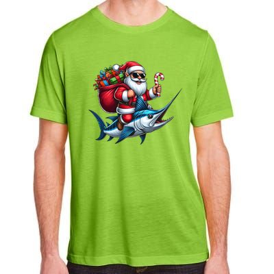 Santa Riding A Majestic Ocean Marlin Fish Christmas Funny Giflt Adult ChromaSoft Performance T-Shirt