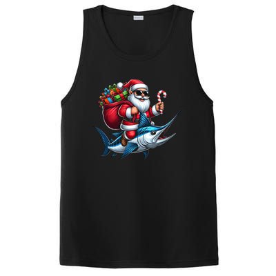 Santa Riding A Majestic Ocean Marlin Fish Christmas Funny Giflt PosiCharge Competitor Tank