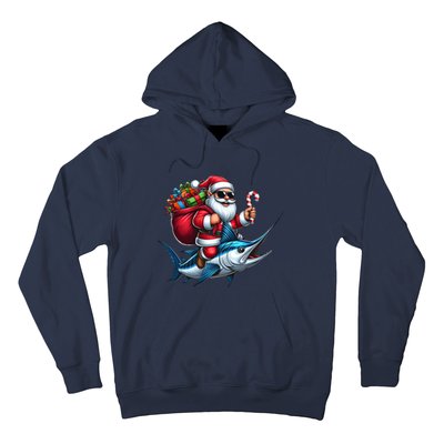 Santa Riding A Majestic Ocean Marlin Fish Christmas Funny Giflt Hoodie