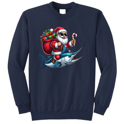 Santa Riding A Majestic Ocean Marlin Fish Christmas Funny Giflt Sweatshirt