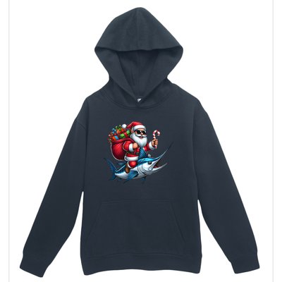 Santa Riding A Majestic Ocean Marlin Fish Christmas Funny Giflt Urban Pullover Hoodie