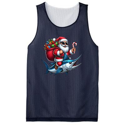 Santa Riding A Majestic Ocean Marlin Fish Christmas Funny Giflt Mesh Reversible Basketball Jersey Tank