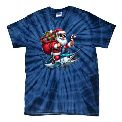 Santa Riding A Majestic Ocean Marlin Fish Christmas Funny Giflt Tie-Dye T-Shirt