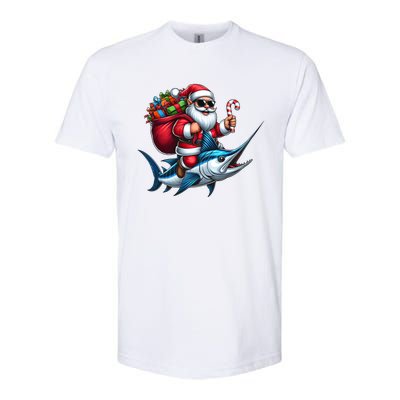 Santa Riding A Majestic Ocean Marlin Fish Christmas Funny Giflt Softstyle CVC T-Shirt