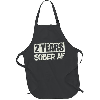 Sobriety Recovery Anniversary 2 Years Sober Af Full-Length Apron With Pockets