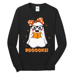 Spooky Reads Adorable Ghost in Library Halloween Tall Long Sleeve T-Shirt