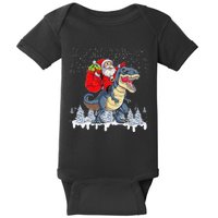 Santa Riding A Dinosaur Funny Christmas Cute Xmas Trex Baby Bodysuit