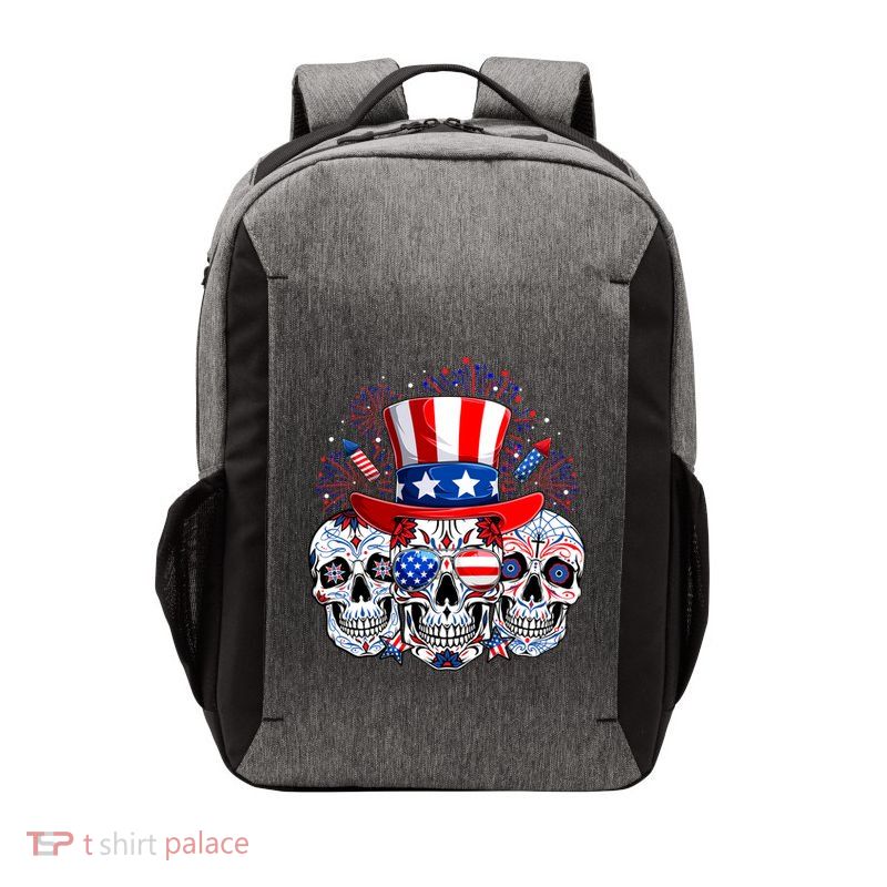 Skull Retro American Flag 4th Of July Funny Halloween Dad Gift Vector Backpack