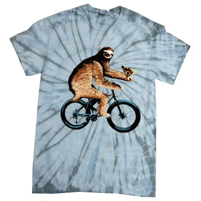 Sloth Riding A Bicycle Eating Pizza  Fatbike Tie-Dye T-Shirt