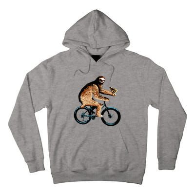 Sloth Riding A Bicycle Eating Pizza  Fatbike Tall Hoodie