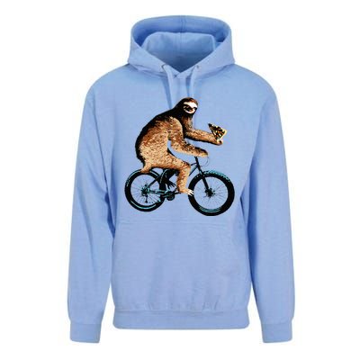 Sloth Riding A Bicycle Eating Pizza  Fatbike Unisex Surf Hoodie