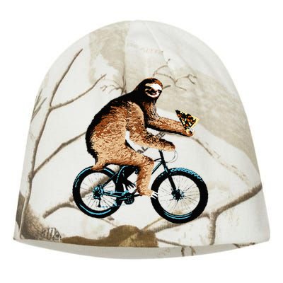 Sloth Riding A Bicycle Eating Pizza  Fatbike Kati - Camo Knit Beanie