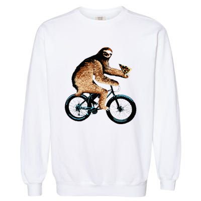 Sloth Riding A Bicycle Eating Pizza  Fatbike Garment-Dyed Sweatshirt