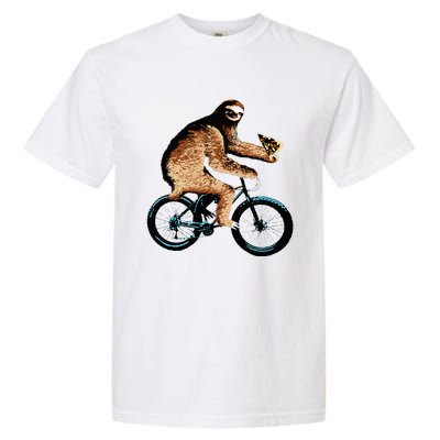 Sloth Riding A Bicycle Eating Pizza  Fatbike Garment-Dyed Heavyweight T-Shirt