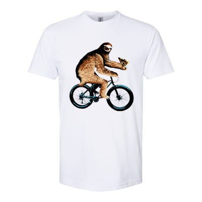 Sloth Riding A Bicycle Eating Pizza  Fatbike Softstyle CVC T-Shirt