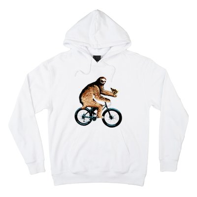 Sloth Riding A Bicycle Eating Pizza  Fatbike Hoodie