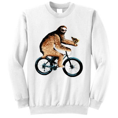 Sloth Riding A Bicycle Eating Pizza  Fatbike Sweatshirt