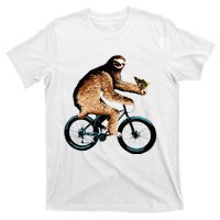 Sloth Riding A Bicycle Eating Pizza  Fatbike T-Shirt