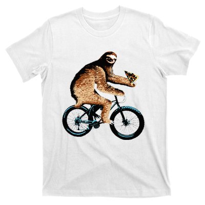 Sloth Riding A Bicycle Eating Pizza  Fatbike T-Shirt