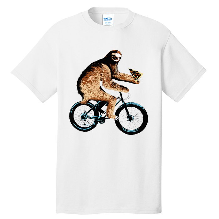 Sloth Riding A Bicycle Eating Pizza  Fatbike Tall T-Shirt