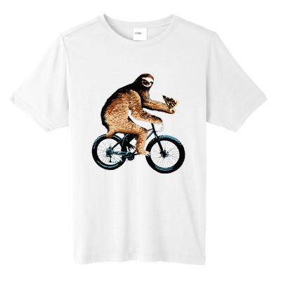 Sloth Riding A Bicycle Eating Pizza  Fatbike Tall Fusion ChromaSoft Performance T-Shirt