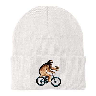 Sloth Riding A Bicycle Eating Pizza  Fatbike Knit Cap Winter Beanie