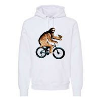 Sloth Riding A Bicycle Eating Pizza  Fatbike Premium Hoodie