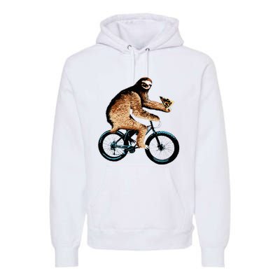 Sloth Riding A Bicycle Eating Pizza  Fatbike Premium Hoodie