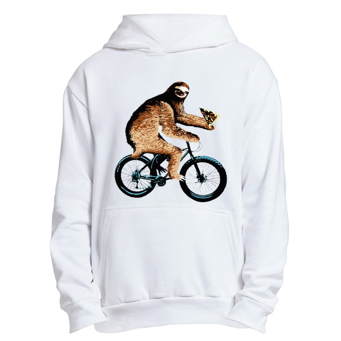 Sloth Riding A Bicycle Eating Pizza  Fatbike Urban Pullover Hoodie