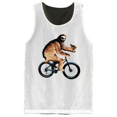 Sloth Riding A Bicycle Eating Pizza  Fatbike Mesh Reversible Basketball Jersey Tank